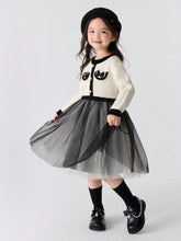 Balabala Balabala Girls' Dress Stylish Princess Dress Autumn Winter Young Girl' Patchwork Mesh Dress